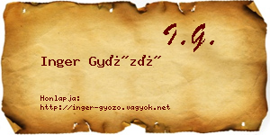 Inger Győző névjegykártya